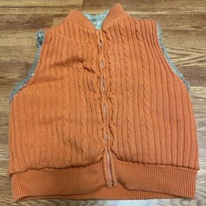 K•I•K•I•T Women’s Orange Large Zipped 100% Cotton Sweater w/Fur Lining